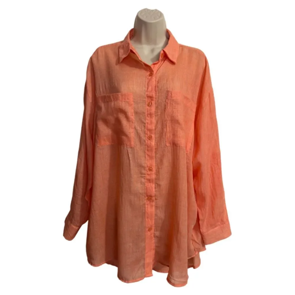 L.I.F.E. Love Is For Eternity Orange Tunic Beach Cover Up Size L - Picture 4 of 11